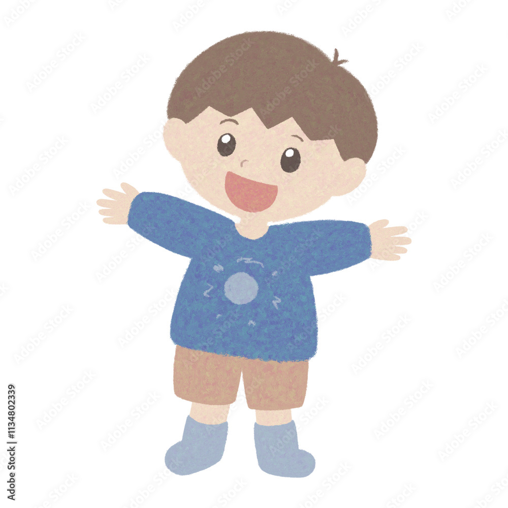 クレヨン風に描いた男の子のイラスト クレヨン風に描いた男の子のイラスト