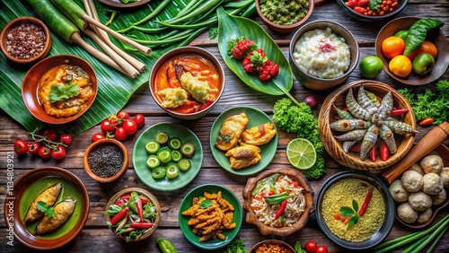 Wallpaper Mural Captivating Traditional Thai Food: Exploring the Art of Culinary Heritage with Vibrant Dishes, Fresh Ingredients, and Colorful Presentation in Authentic Settings Torontodigital.ca