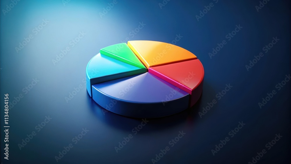 Fototapeta premium Colorful pie chart on dark blue background, chart, data, colorful, graph, statistics, information