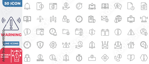 Warning Notification Icon Collection Set. Editable Stroke.