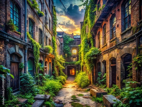 Captivating Urban Exploration: Abandoned Buildings, Hidden Alleys, and Gritty Textures in a Captivating Cityscape of Forgotten Places