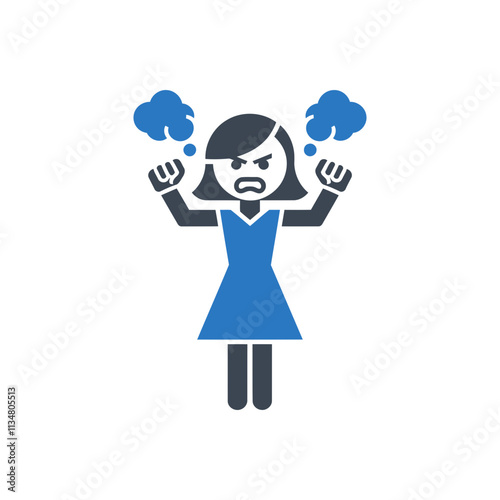 Angry Woman Temper Icon