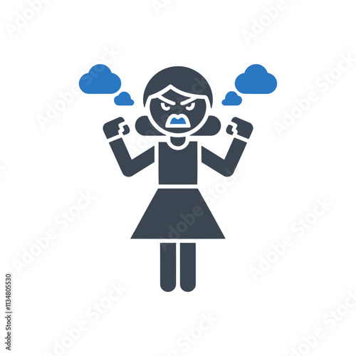 Angry Woman Stress Icon