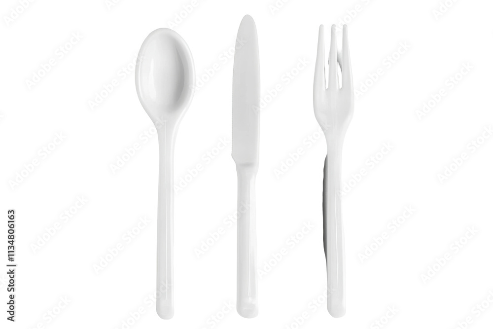 White Spoon, Knife, and Fork Isolated on PNG Transparent Background White Spoon, Knife, and Fork Isolated on PNG Transparent Background
