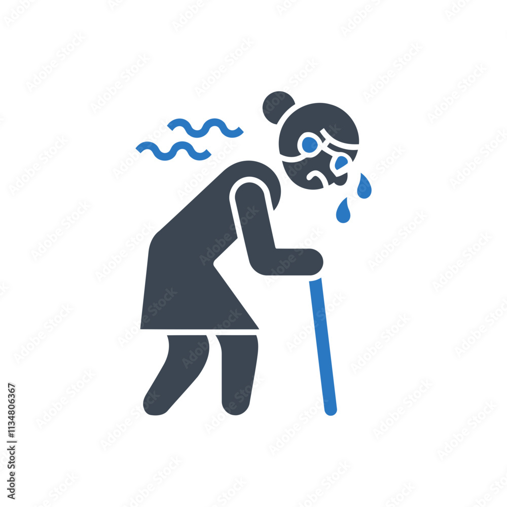 Elderly Lady Walking Cane Icon Elderly Lady Walking Cane Icon