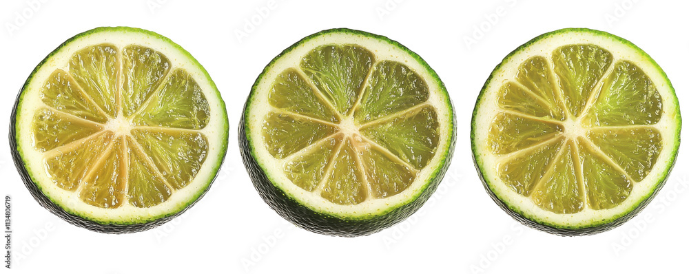 Fototapeta premium Lime Slice Isolated on PNG Transparent Background