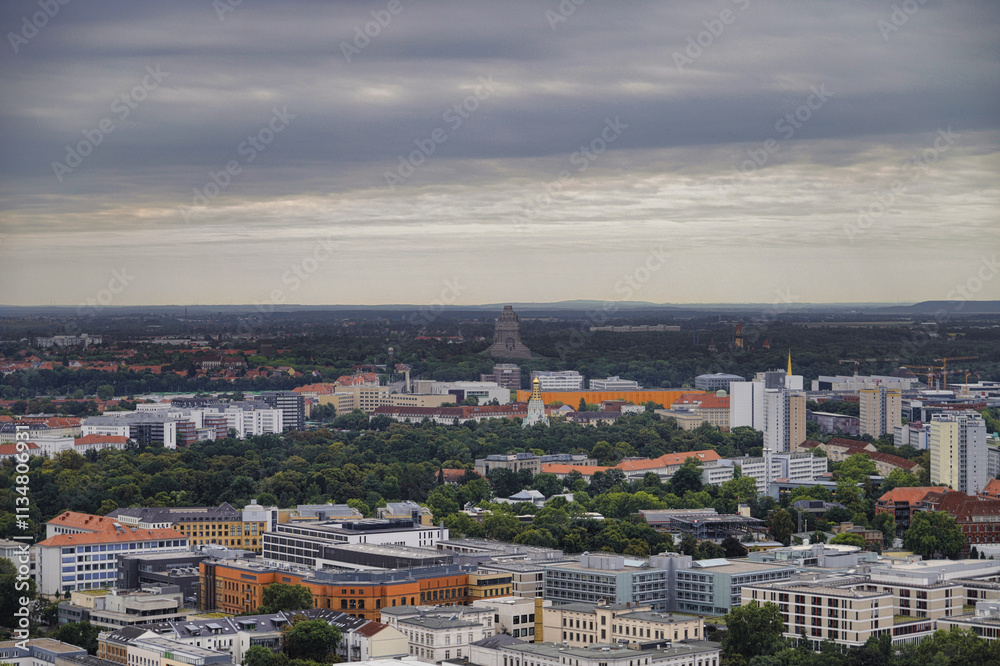 Leipzig, Blick vom Uni-Hochhaus in Richtung Völkerschlachtdenkmal Leipzig, Blick vom Uni-Hochhaus in Richtung Völkerschlachtdenkmal