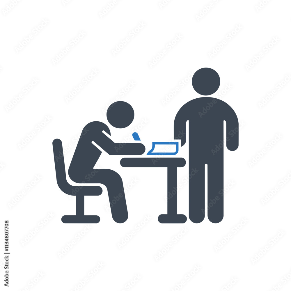Teacher Monitoring Student Icon Teacher Monitoring Student Icon