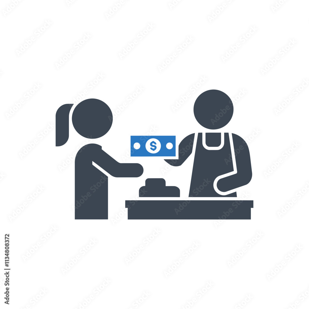 Cash Transaction at Counter Icon Cash Transaction at Counter Icon