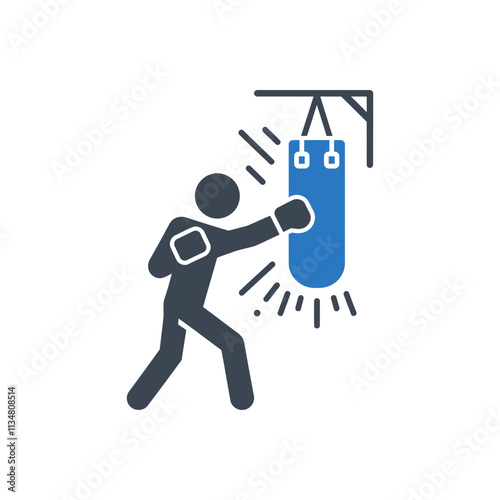 Boxing Training with Punching Bag Icon