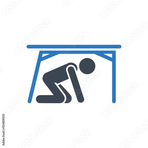 Taking Cover Under Table Icon