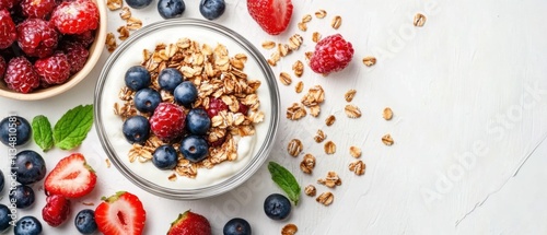 Delicious Yogurt Parfait with Berries, Granola, and Fresh Fruit