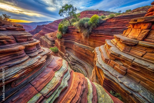 Stunning Long Exposure of the Cross Section of Disturbed Banded Iron Formation in Karijini National Park, Hamersley Range, Western Australia – Nature’s Geological Masterpiece