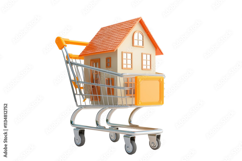 House in Shopping Cart Isolated on PNG Transparent Background House in Shopping Cart Isolated on PNG Transparent Background