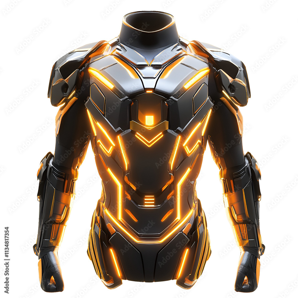 Fototapeta premium Futuristic Black and Orange Armor Suit