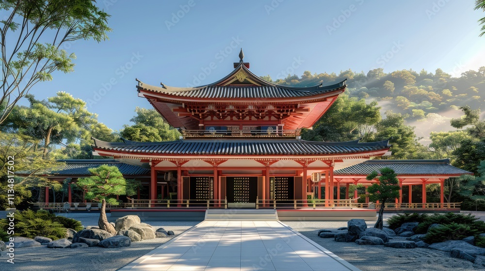 3D rendering of a traditional Japanese temple 3D rendering of a traditional Japanese temple