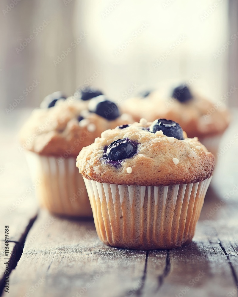 Freshly Baked Blueberry Muffins in Cozy Kitchen Freshly Baked Blueberry Muffins in Cozy Kitchen