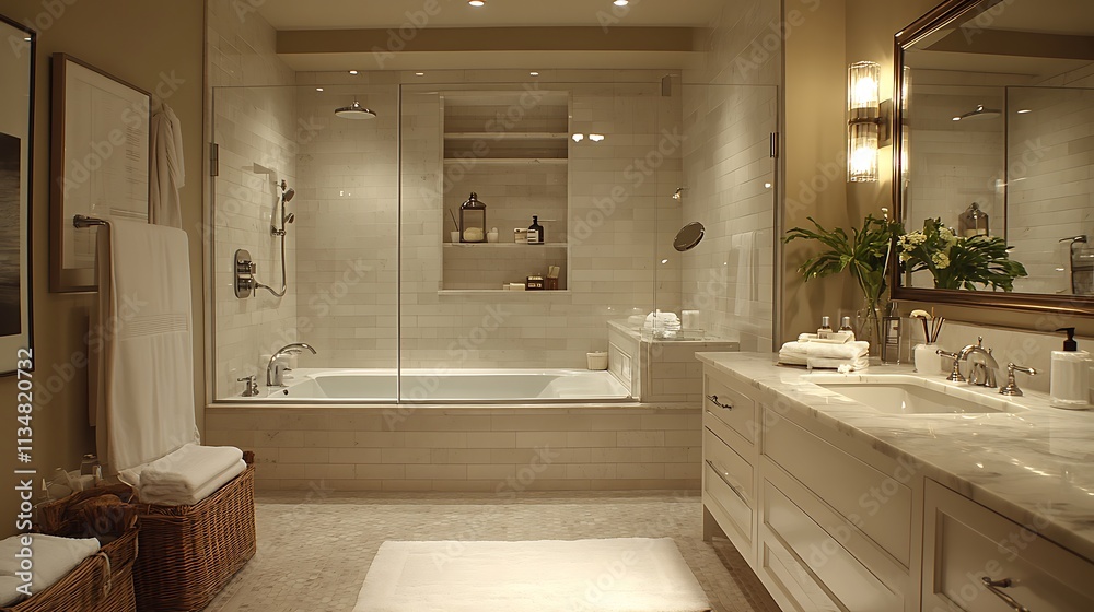 Fototapeta premium Contemporary bathroom design elegant interior photography showcase