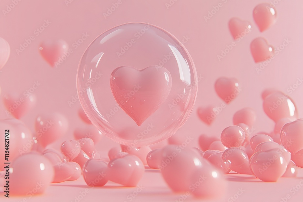Valentine's mood - A dreamy composition of soft pink hearts floating gracefully over a delicate pastel background, exuding love and romance. Valentine's mood - A dreamy composition of soft pink hearts floating gracefully over a delicate pastel background, exuding love and romance.