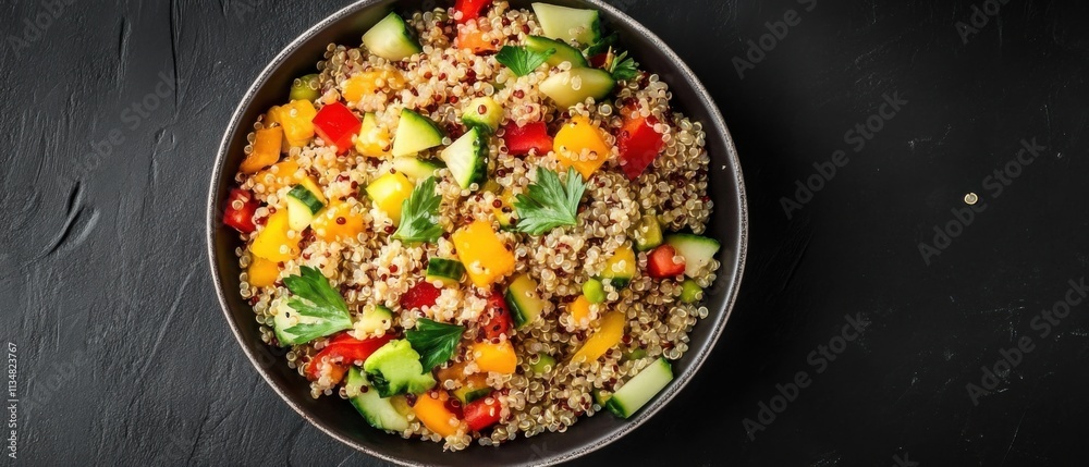 Delicious Quinoa Salad with Colorful Vegetables in a Bowl Delicious Quinoa Salad with Colorful Vegetables in a Bowl
