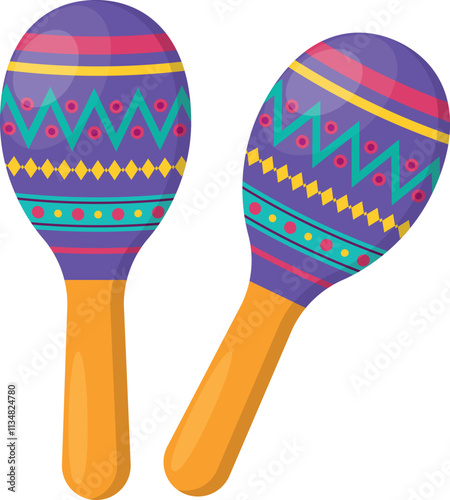 Maracas. Musical instruments of Brazil, Mexico. Ethnic percussion instruments.