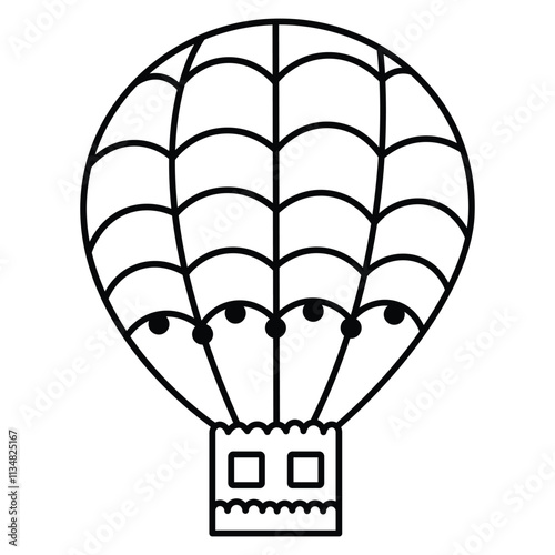 Hand Drawn Cute Parachute Coloring Book Vector Illustration. Bold and Easy Design For Adults and Kids. Coloring Page for Stress Relief and Relaxation