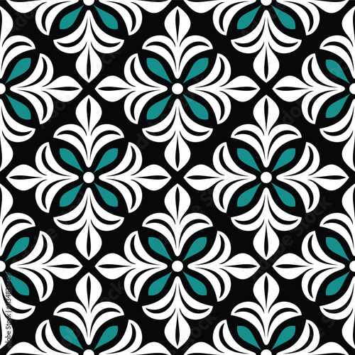 Abstract floral seamless pattern. Black and white. Vector background.