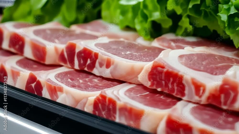 Supermarket Pork Belly Slices Arrangement