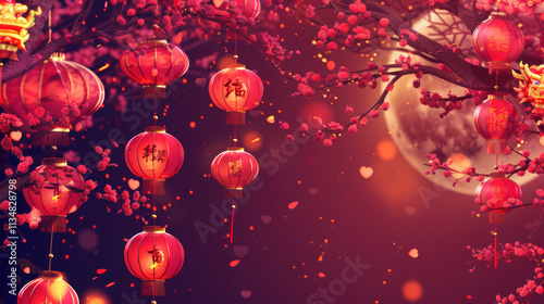 Joyful Chinese Lunar New Year Celebration with Red Lanterns, Firecrackers, Traditional Lion Dance, and Family Reunion Dinner Showcasing Cultural Heritage and Festive Atmosphere