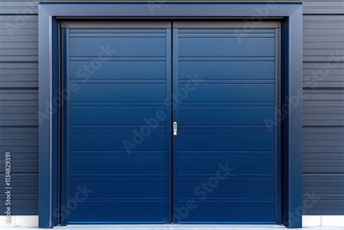 Aluminum sliding door in a deep sea blue, perfect for marine-inspired themes and beachfront properties.
