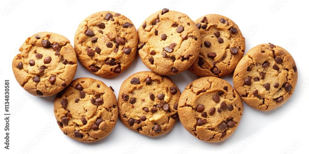 Homemade Chocolate Chip Cookies Top View, Delicious Baked Goods, Sweet Treats, High-Resolution Food Photography Homemade Chocolate Chip Cookies Top View, Delicious Baked Goods, Sweet Treats, High-Resolution Food Photography
