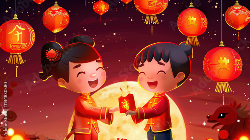 Joyful Chinese Lunar New Year Celebration with Red Lanterns, Firecrackers, Traditional Lion Dance, and Family Reunion Dinner Showcasing Cultural Heritage and Festive Atmosphere