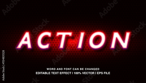 editable action neon light typeface