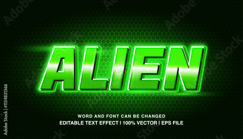 editable alien green neon typeface