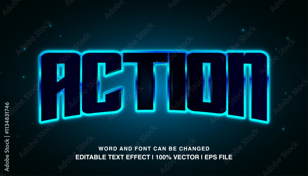 Fototapeta premium Neon Action Text Effect 