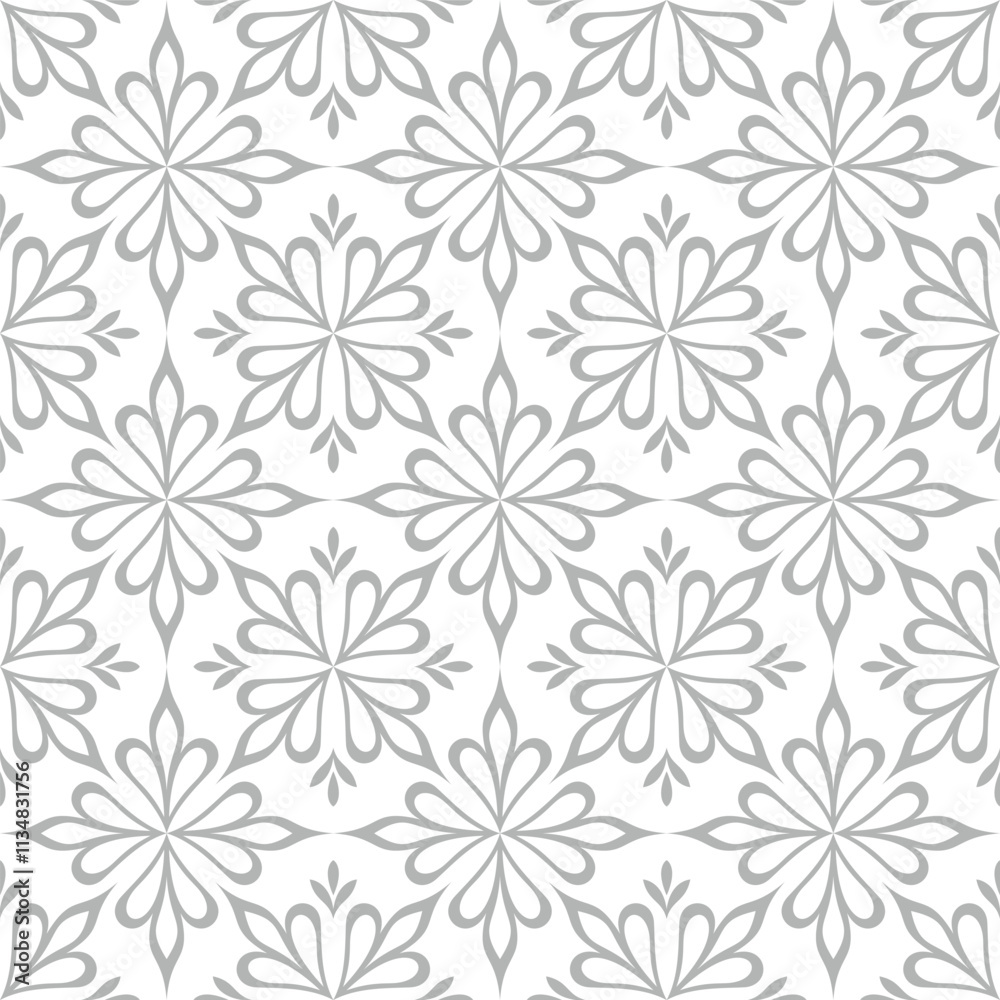 Floral seamless pattern with baroque style ornament. Modern stylish texture. Gray and white. Repeating vector background. Floral seamless pattern with baroque style ornament. Modern stylish texture. Gray and white. Repeating vector background.