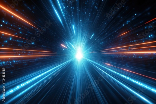 Futuristic Blue Light Rays Abstract Dynamic Energy Technology Digital Art