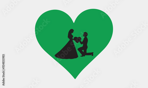  Happy Valentine Day Couple Proposing vector silhouette-Valentine's Day illustration Happy design