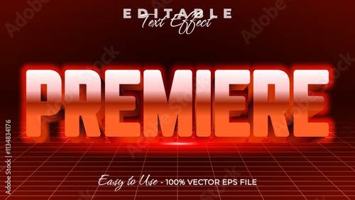 Premiere editable text style effect, Glow 3D text style theme.