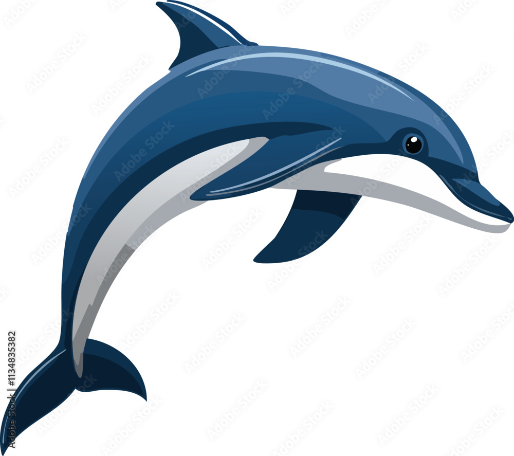 Delfin springend in blau und weiß