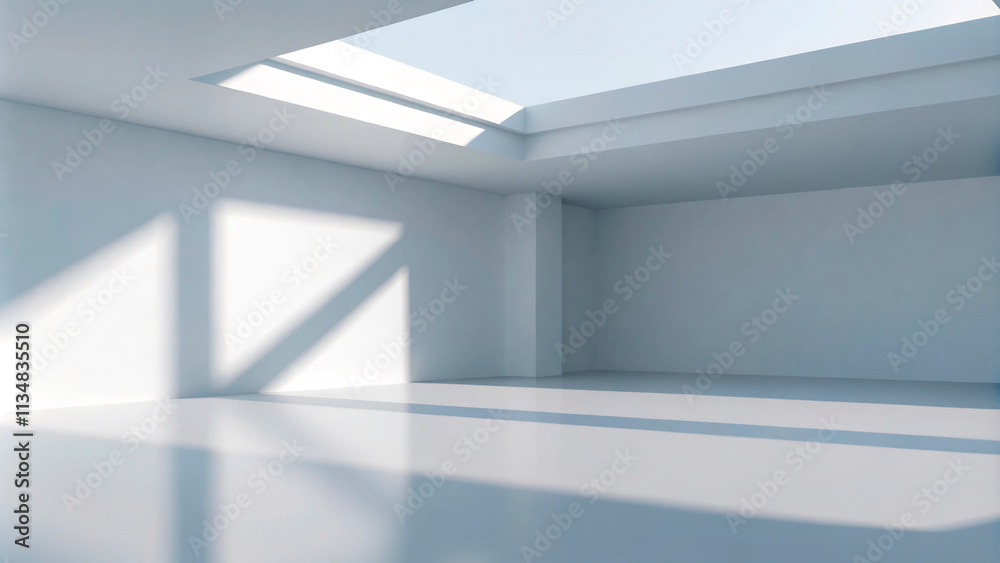 Minimalist Empty White Room Interior with Large Windows Minimalist Empty White Room Interior with Large Windows
