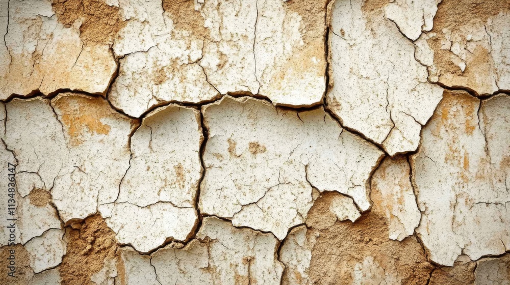 Cracked and Weathered White and Brown Wall Surface Cracked and Weathered White and Brown Wall Surface