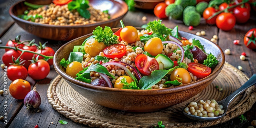 Night Photography: Vibrant Chickpea Quinoa Salad Bowl - Healthy Recipe Night Photography: Vibrant Chickpea Quinoa Salad Bowl - Healthy Recipe
