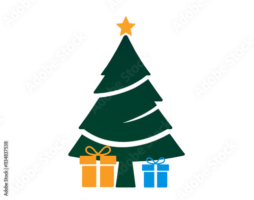 green christmas fir tree wi...