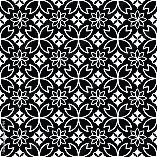 Floral pattern. Wallpaper baroque, damask. Seamless vector background. Black and white ornament Graphic modern pattern.