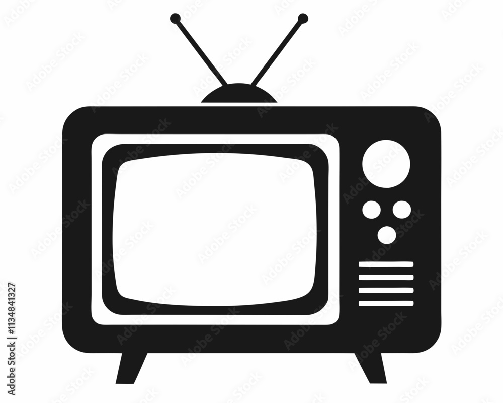 Retro television silhouette vector, television icon Retro television silhouette vector, television icon