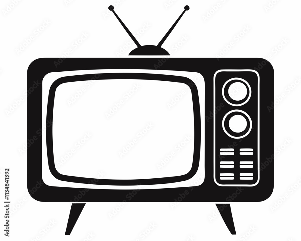 Retro television silhouette vector, television icon Retro television silhouette vector, television icon
