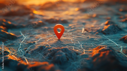 Location marker on textured map.