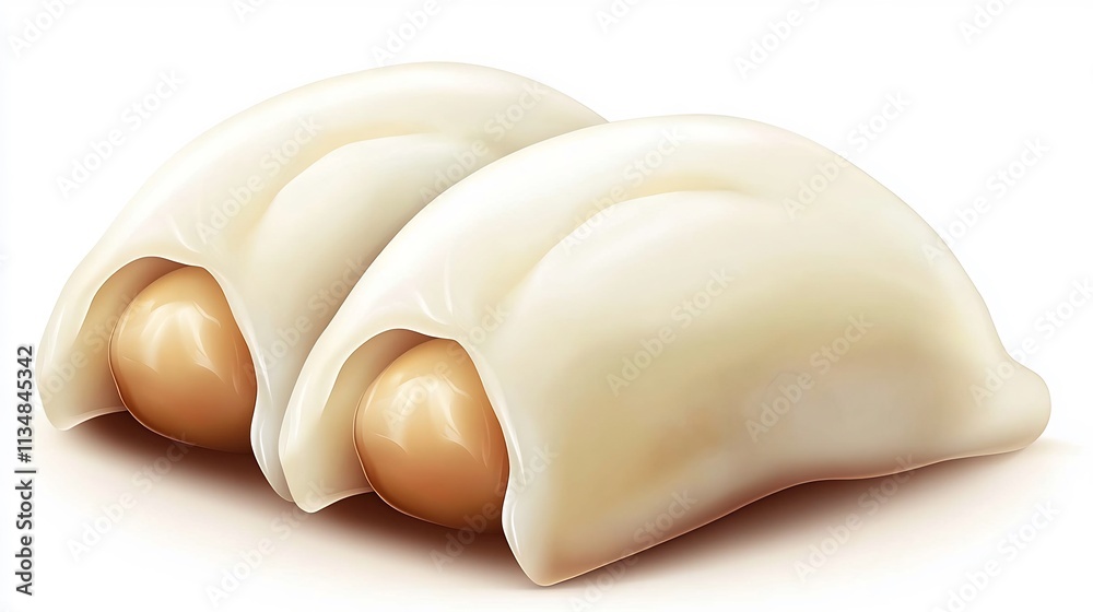 Two Creamy, Delicious Dumplings, Ready to Eat. Two Creamy, Delicious Dumplings, Ready to Eat.