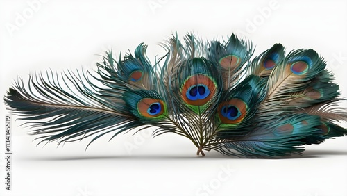 peacock feather isolated on transparent background cutout